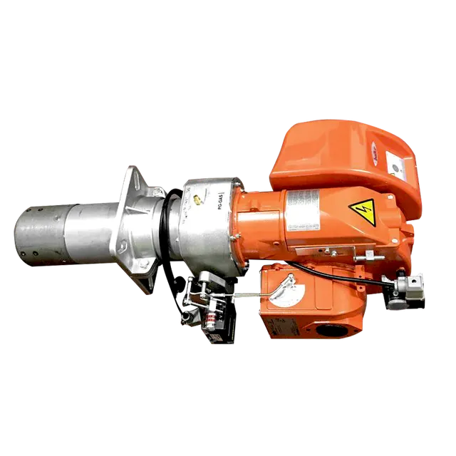 Baltur burner series unit with red cover and steel barrel