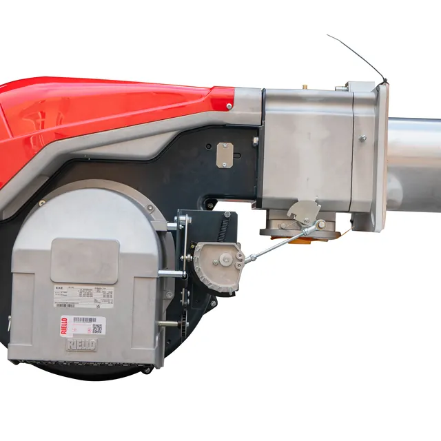 Riello burner series unit, red and steel housing